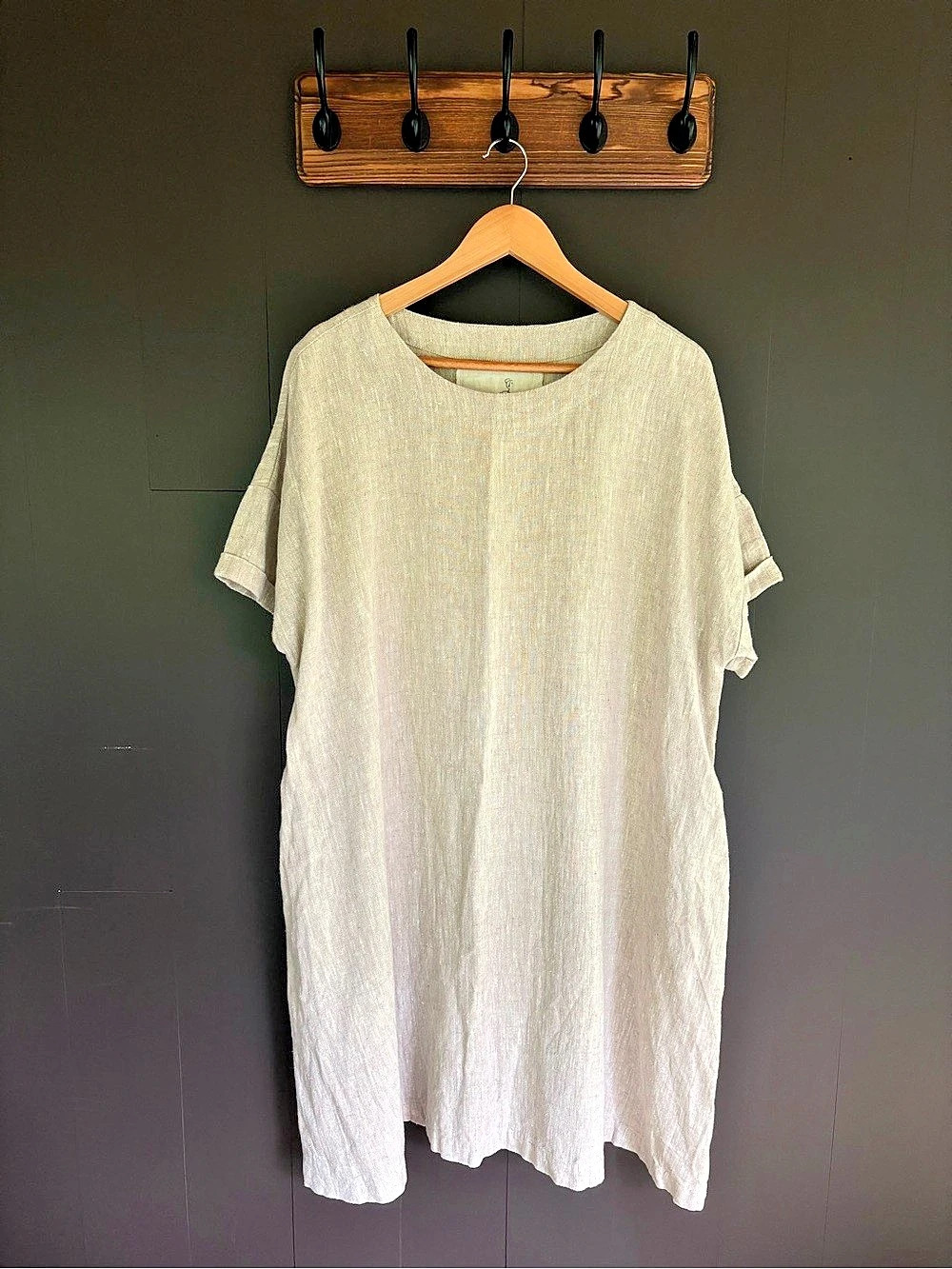 Not Perfect Linen - RENNES Dress - Natural Oversized Midi Dress - One Size - Picture 3 of 7